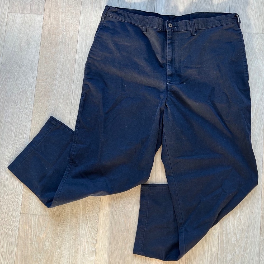 Duxbak Chino Pants Mens 40x28 Black Cotton Twill Straight Leg Trousers Workpants